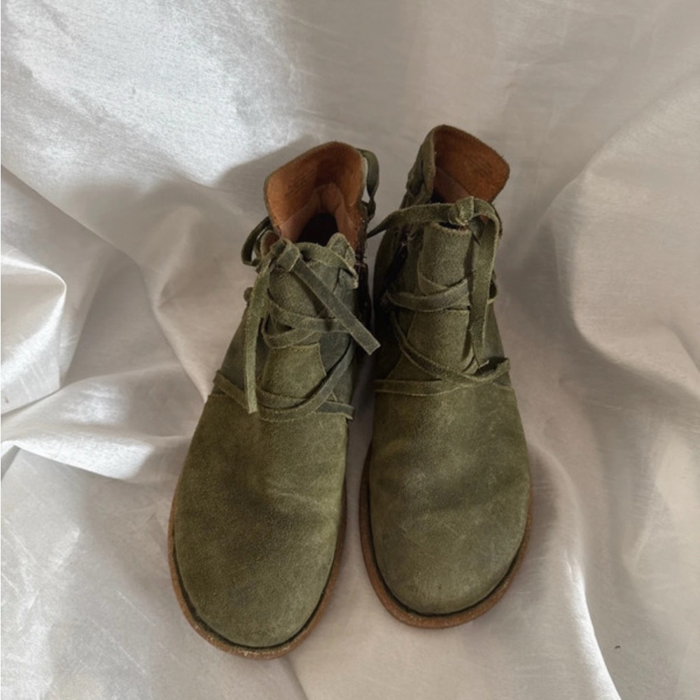 Born Olive Green Suede Ankle Boots